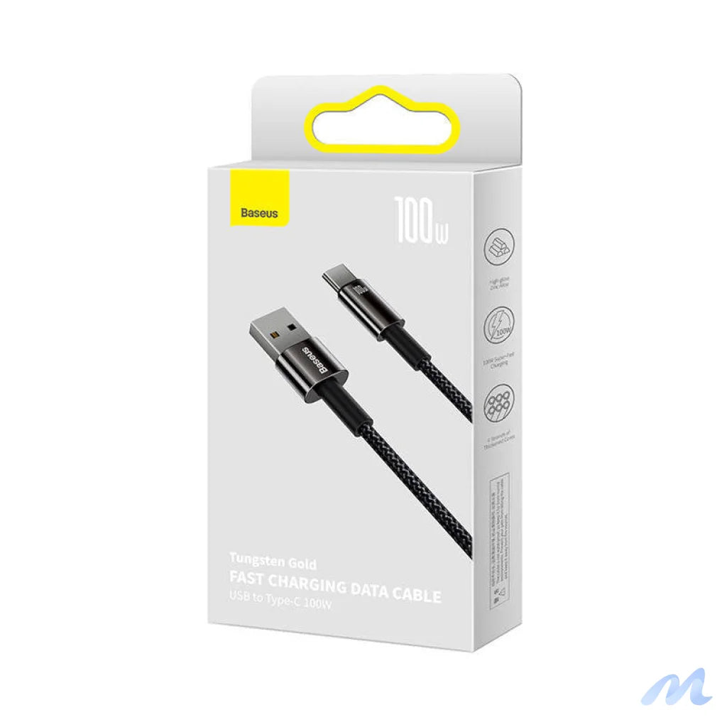 Baseus Tungsten Gold Cable USB to USB-C, 100W, 2m (black)