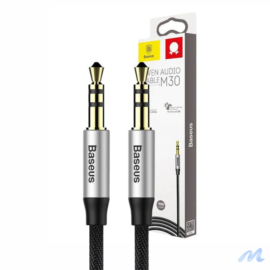 Baseus Yiven Audio Cable Cable 3.5 male Audio M30 1.5M Silver+ Black