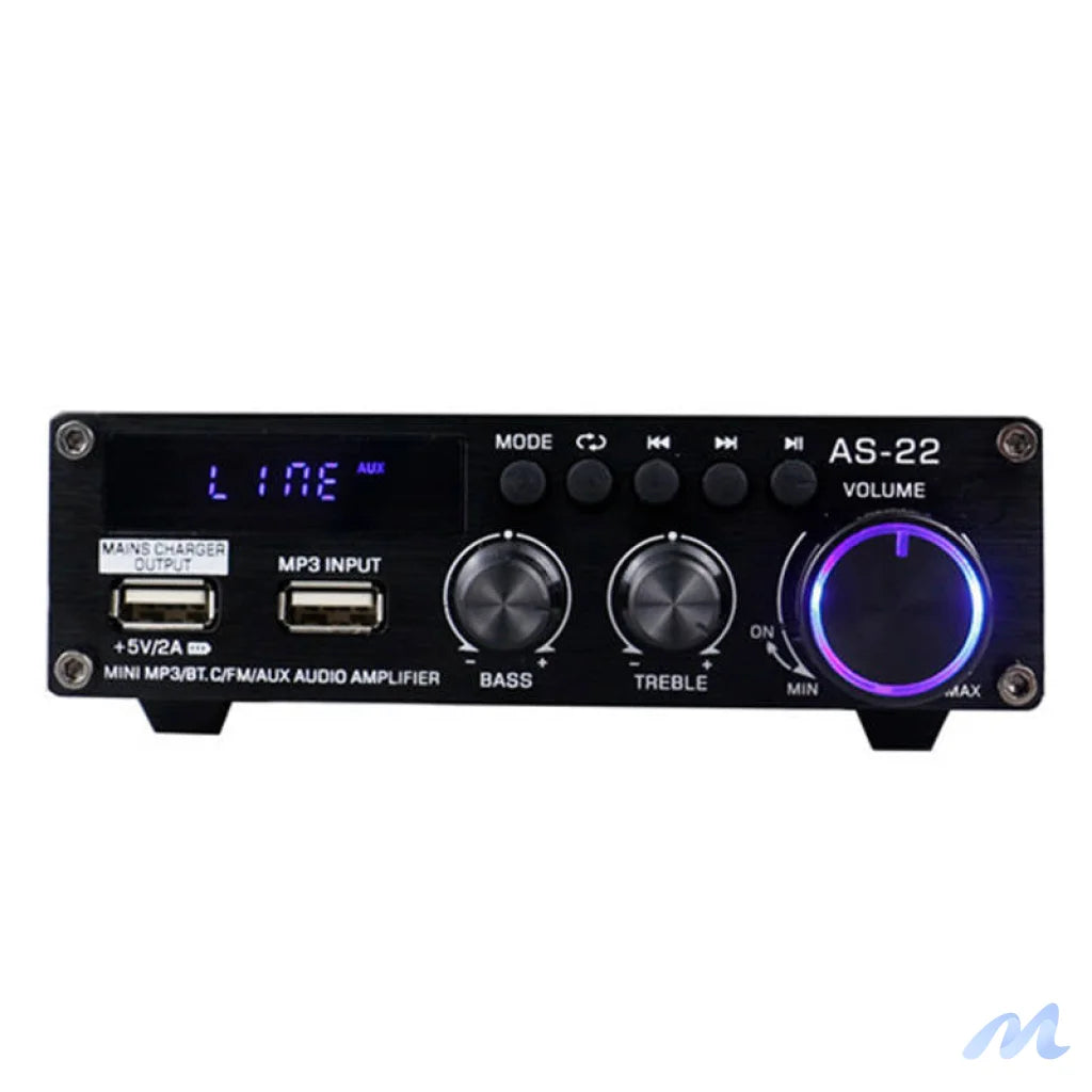 Blitzwolf AS-22 audio amplifier, 45W, Bluetooth 5.0, USB + remote control (black)