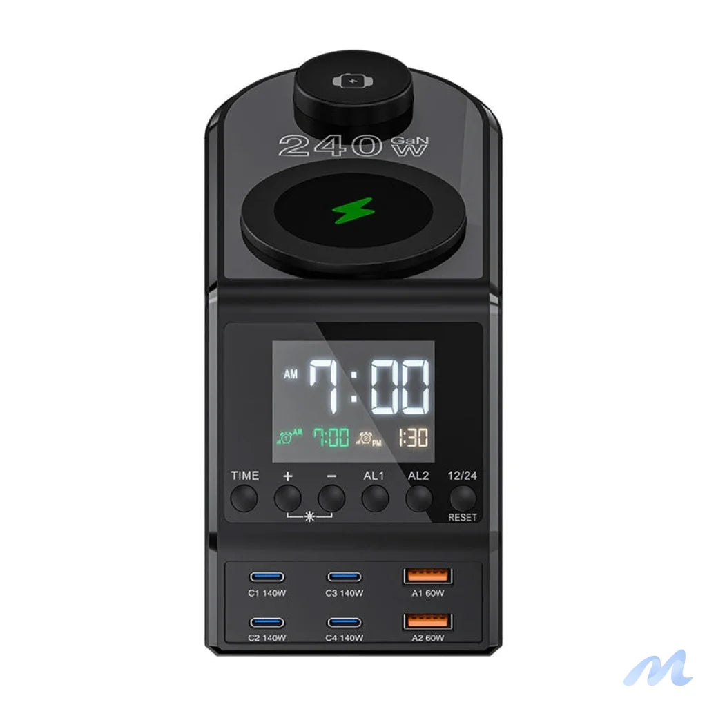 Blitzwolf BW-FW10 alarm clock with charger 2xUSB-A, 4xUSB-C, 240W