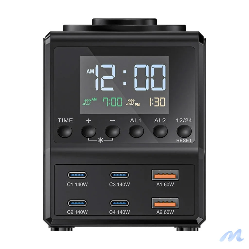 Blitzwolf BW-FW10 alarm clock with charger 2xUSB-A, 4xUSB-C, 240W