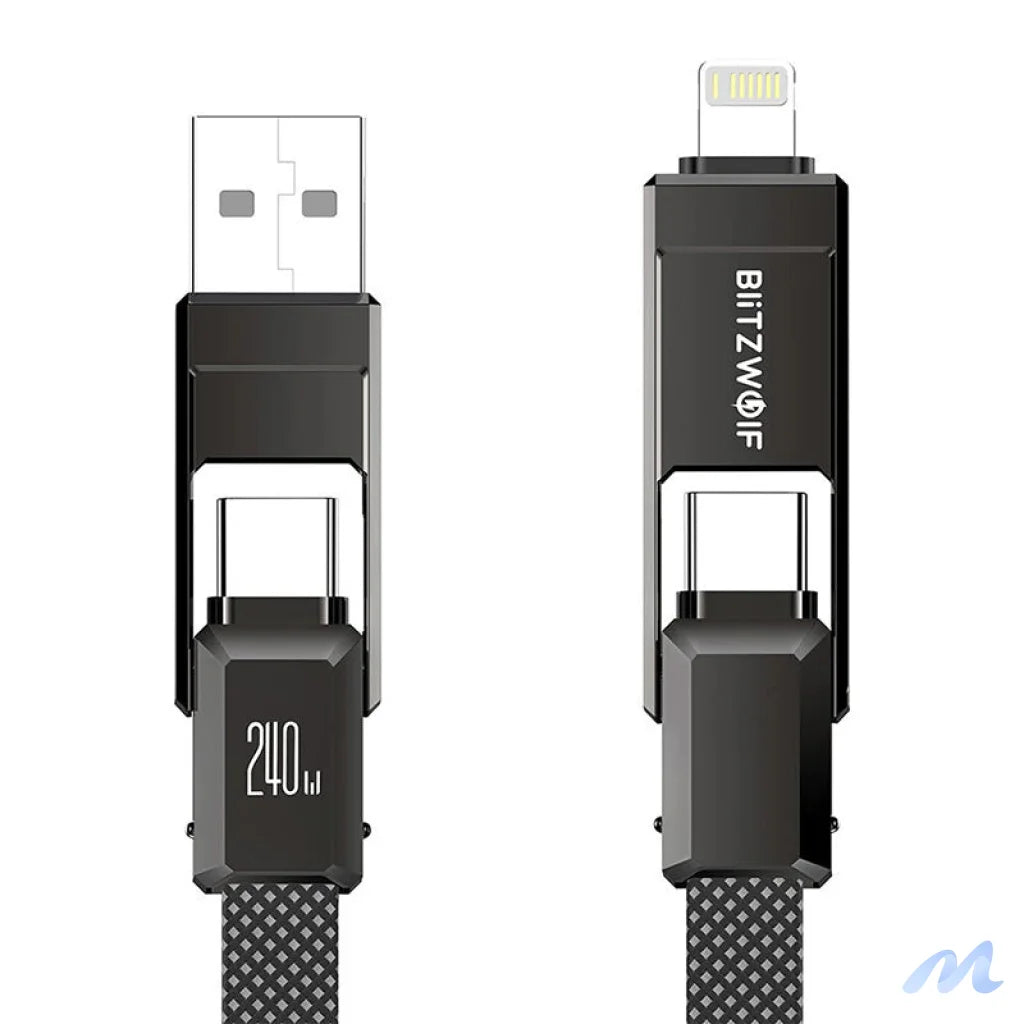 Blitzwolf BW-HDC7 4-in-1 USB+C+Lightning cable 240W 1.2m (black)