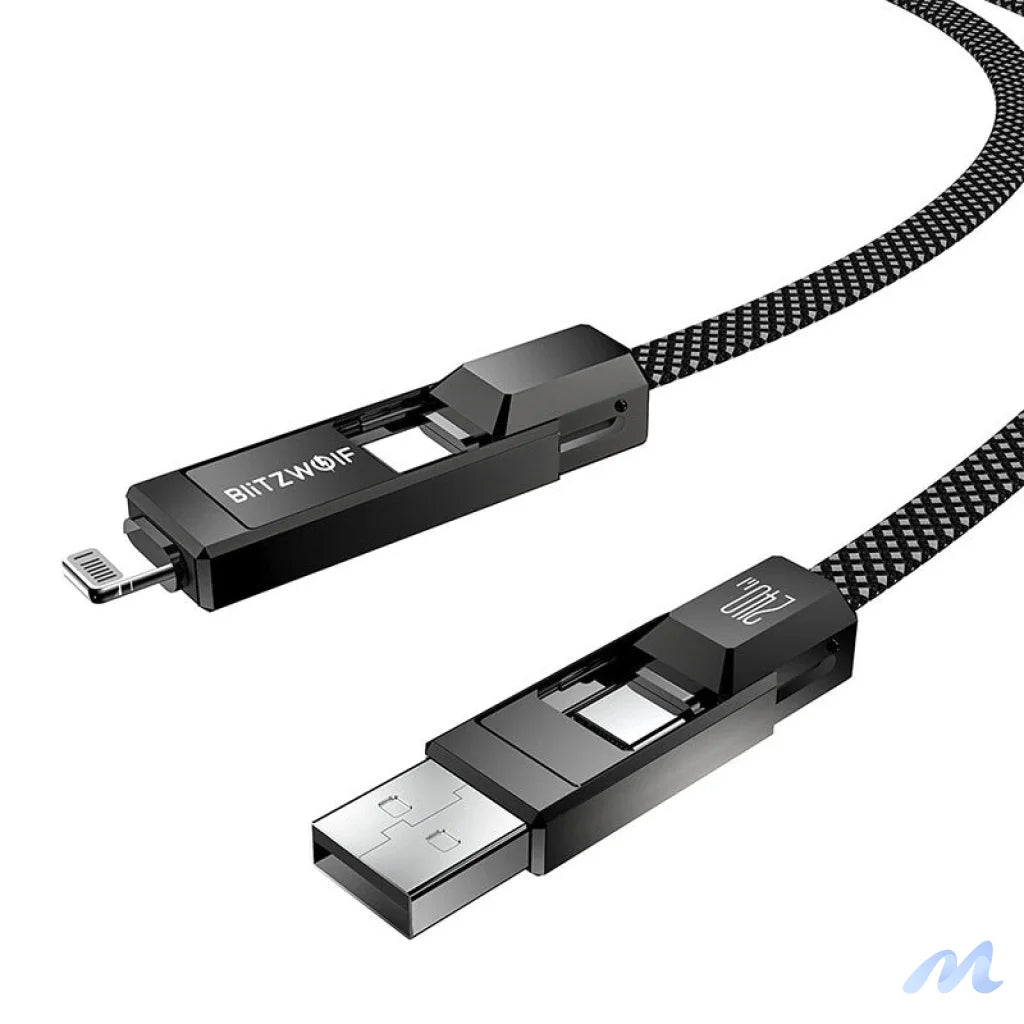 Blitzwolf BW-HDC7 4-in-1 USB+C+Lightning cable 240W 1.2m (black)