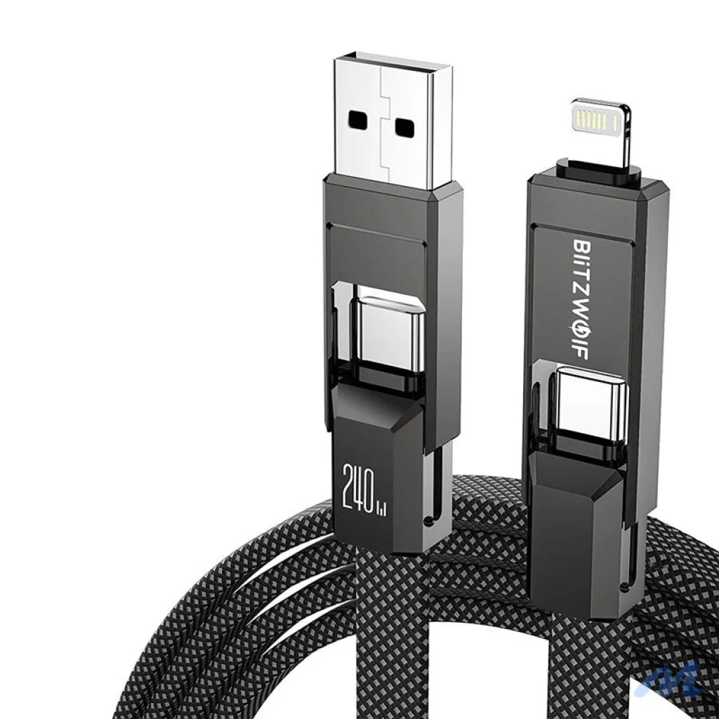 Blitzwolf BW-HDC7 4-in-1 USB+C+Lightning cable 240W 1.2m (black)