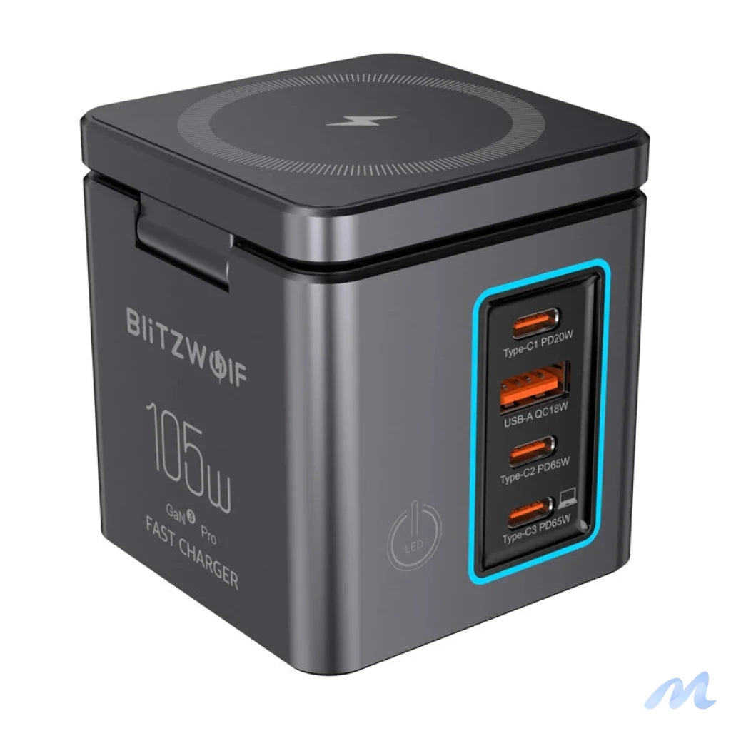 Blitzwolf BW-i113 GaN, USB-A, 3xUSB-C, 105W mains charger