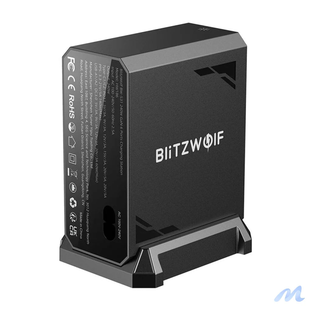Blitzwolf BW-S31 2xUSB-A, 4xUSB-C, PD, 240W network charger.