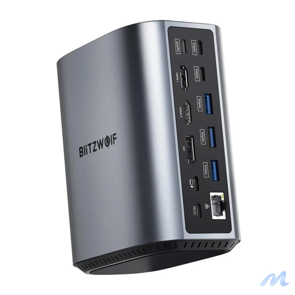 Blitzwolf BW-TH15 17in1 Docking Station 2xHD+DP+4xC+3xUSB 3.0+USB 3.1+C 3.2+C PD+RJ45+micro SD+SD+3.5mm Audio