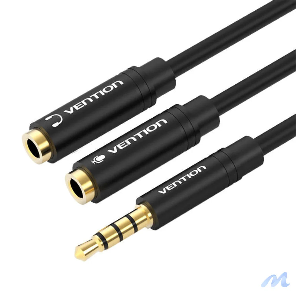 Cable Audio 3.5mm Male to 2x 3.5mm Female Vention BBVBY 0.3m (black)