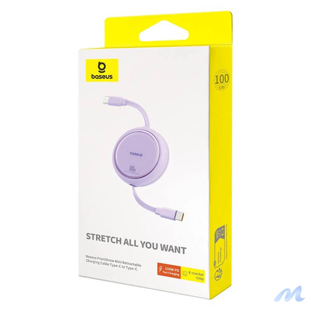 Cable USB-C to USB-C Baseus Free2Draw, PD, 100W, 1m (purple)