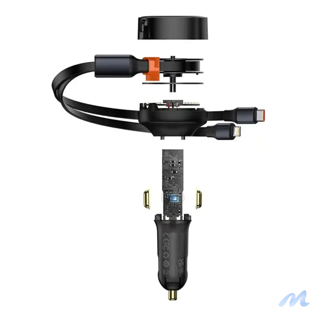 Car Charger Baseus Enjoyment with cable USB-C + Lightning 3A, 30W (Black)