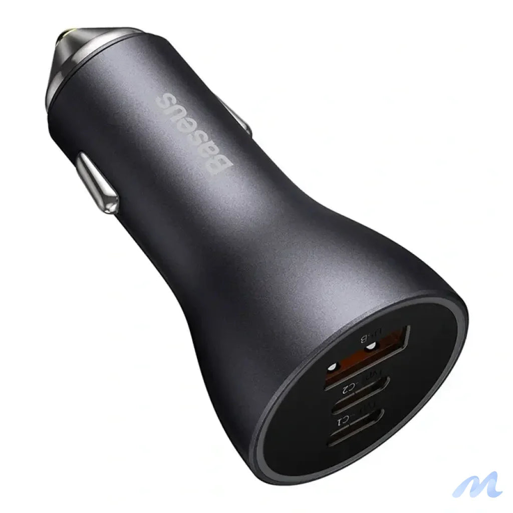 Car charger Baseus Golden Contactor Pro, 2x USB-C, 1x USB, 65W (grey)