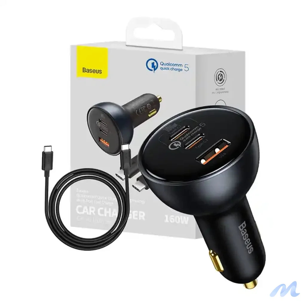 Car Charger Baseus Qualcomm, USB, 2x USB-C, 160W (Grey)