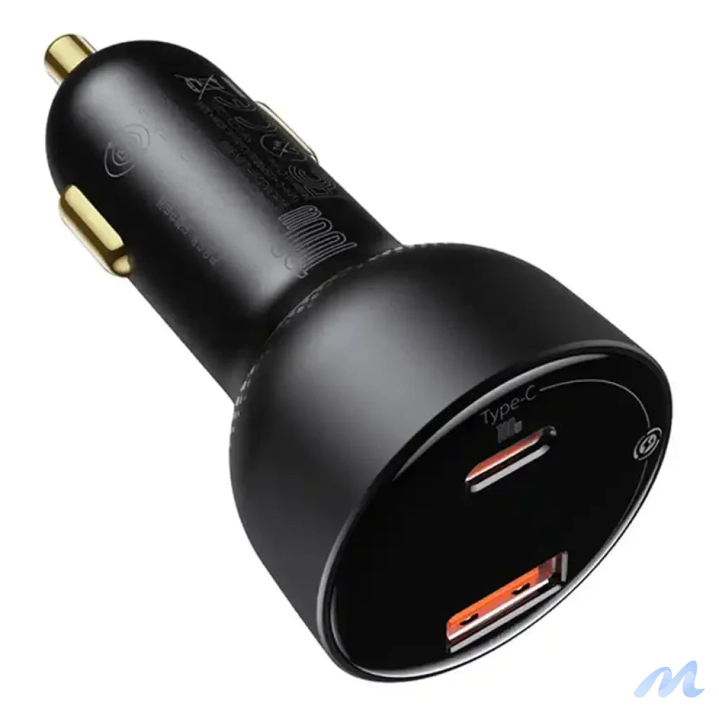 Car charger Baseus Superme, USB, USB-C, 100W + USB-C cable (black)