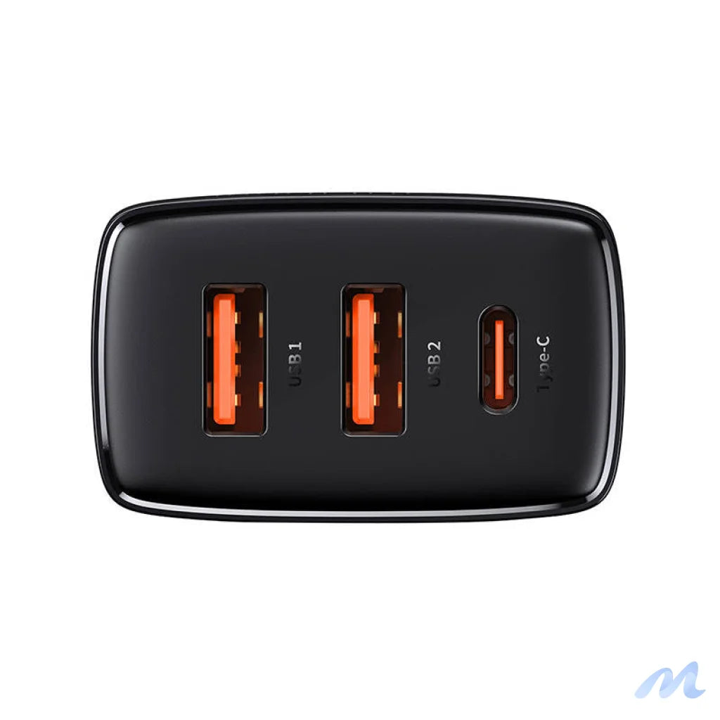 Charger Baseus Compact Quick Charger, 2xUSB, USB-C, PD, 3A, 30W (czarna)