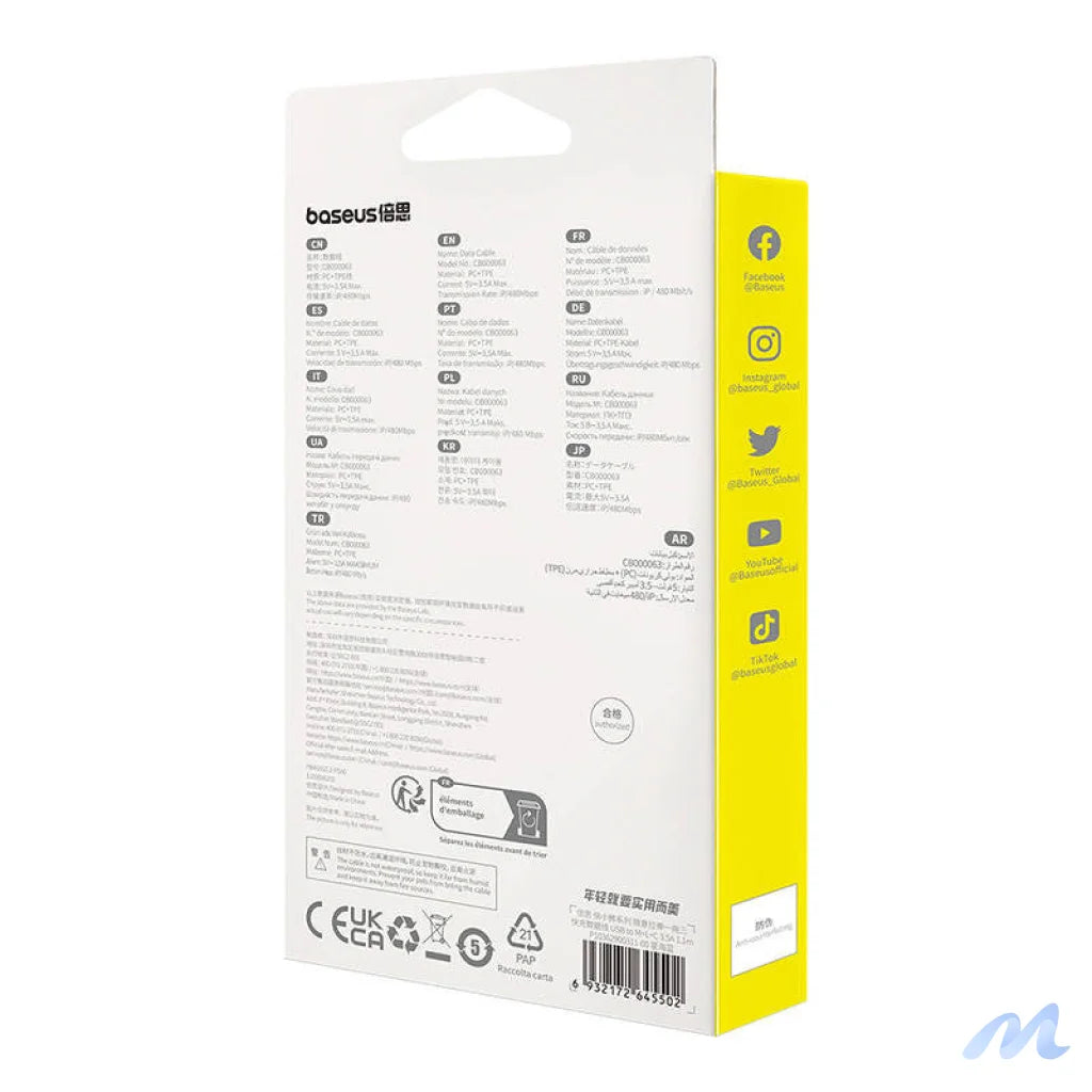 Charging Cable 3w1 Baseus USB to USB-C, USB-M, Lightning 3,5A, 1,1m (blue)