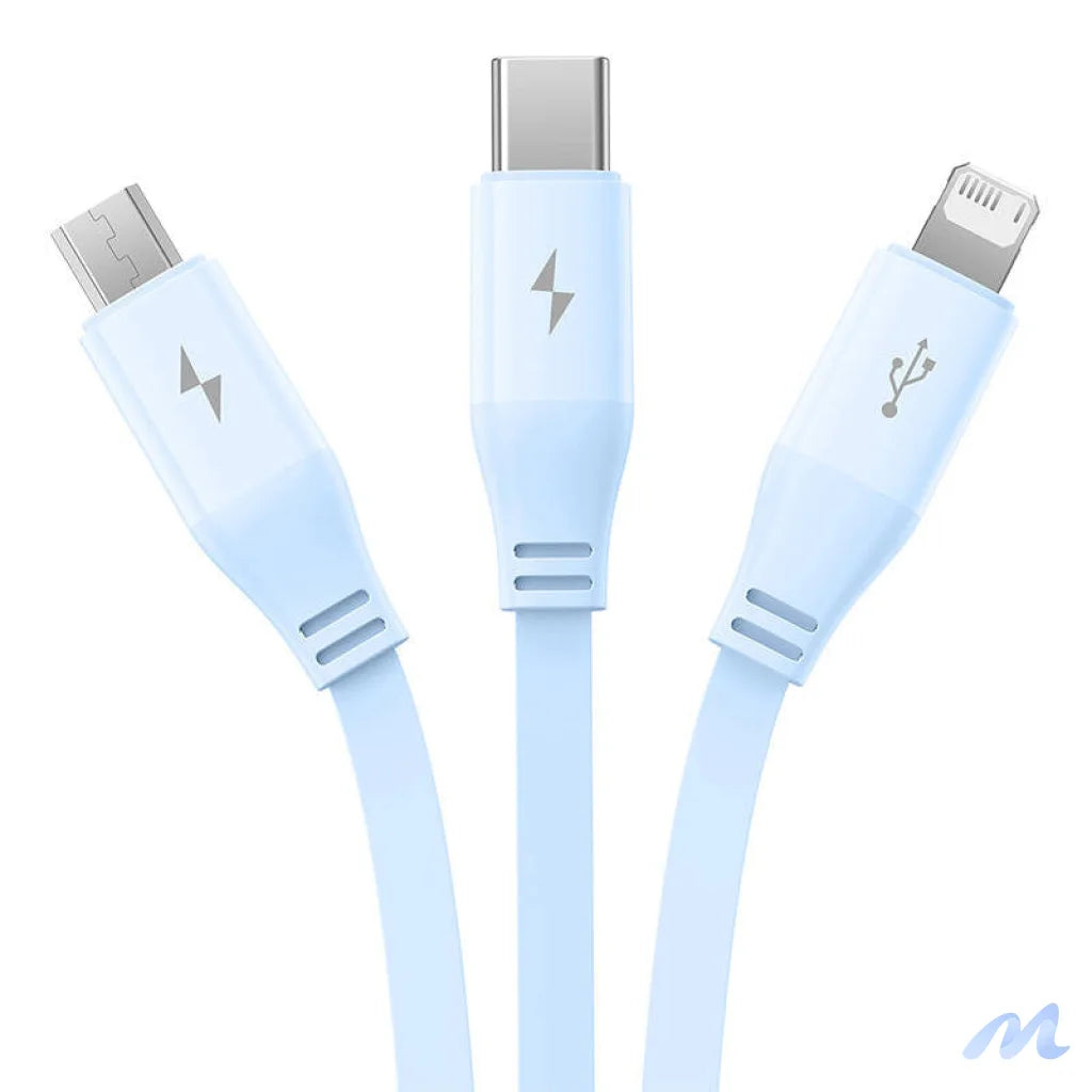 Charging Cable 3w1 Baseus USB to USB-C, USB-M, Lightning 3,5A, 1,1m (blue)