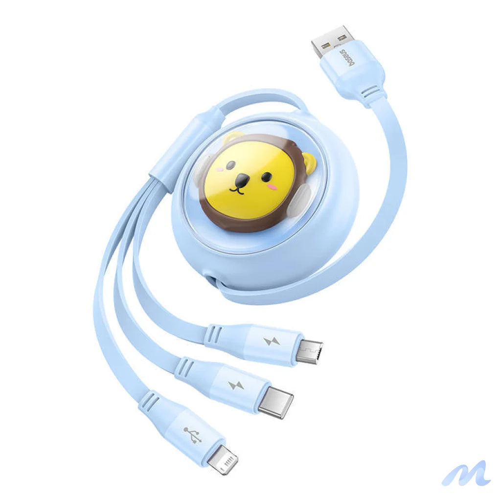 Charging Cable 3w1 Baseus USB to USB-C, USB-M, Lightning 3,5A, 1,1m (blue)