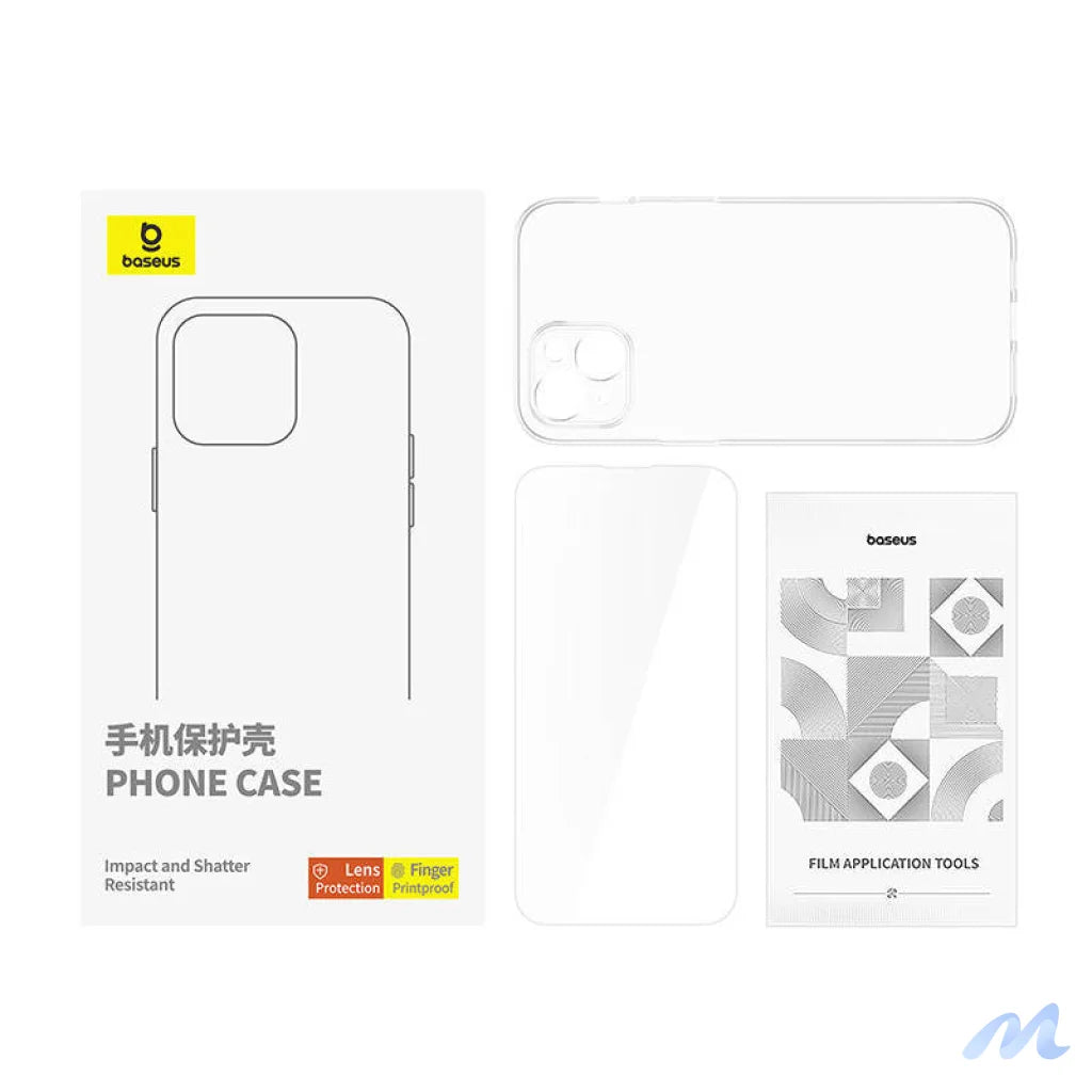 Clear Case Baseus iPhone 15 + tempered glass