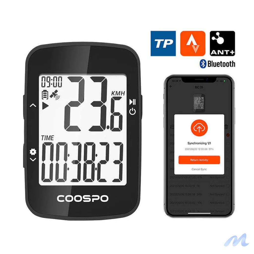 Coospo BC26 bicycle computer- compatible with: Strava, Trainingpeaks, etc.