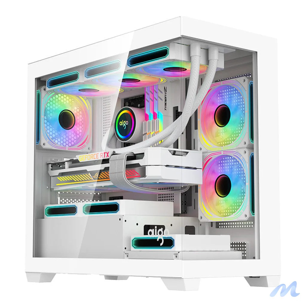 Darkflash C218M computer case + 6 ARGB fans (white)