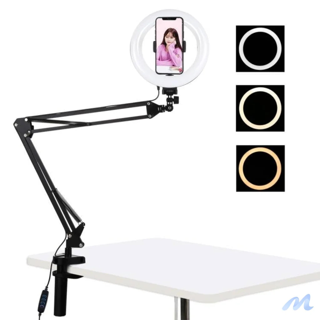 Desktop arm stand Puluz with 20cm LED Vlogging Ring PKT3089B