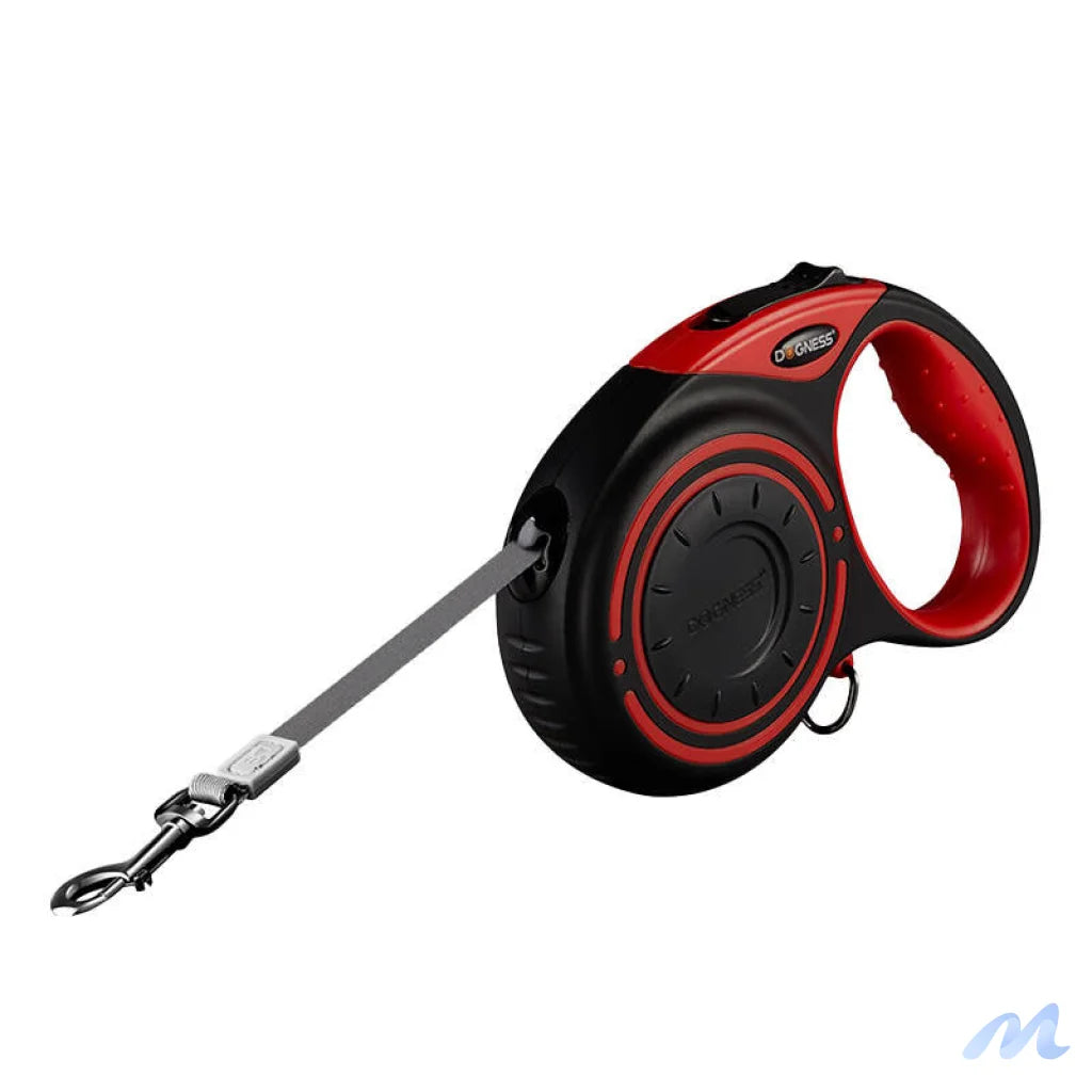 Dogness automatic leash 5m with flashlight and bag container (red)