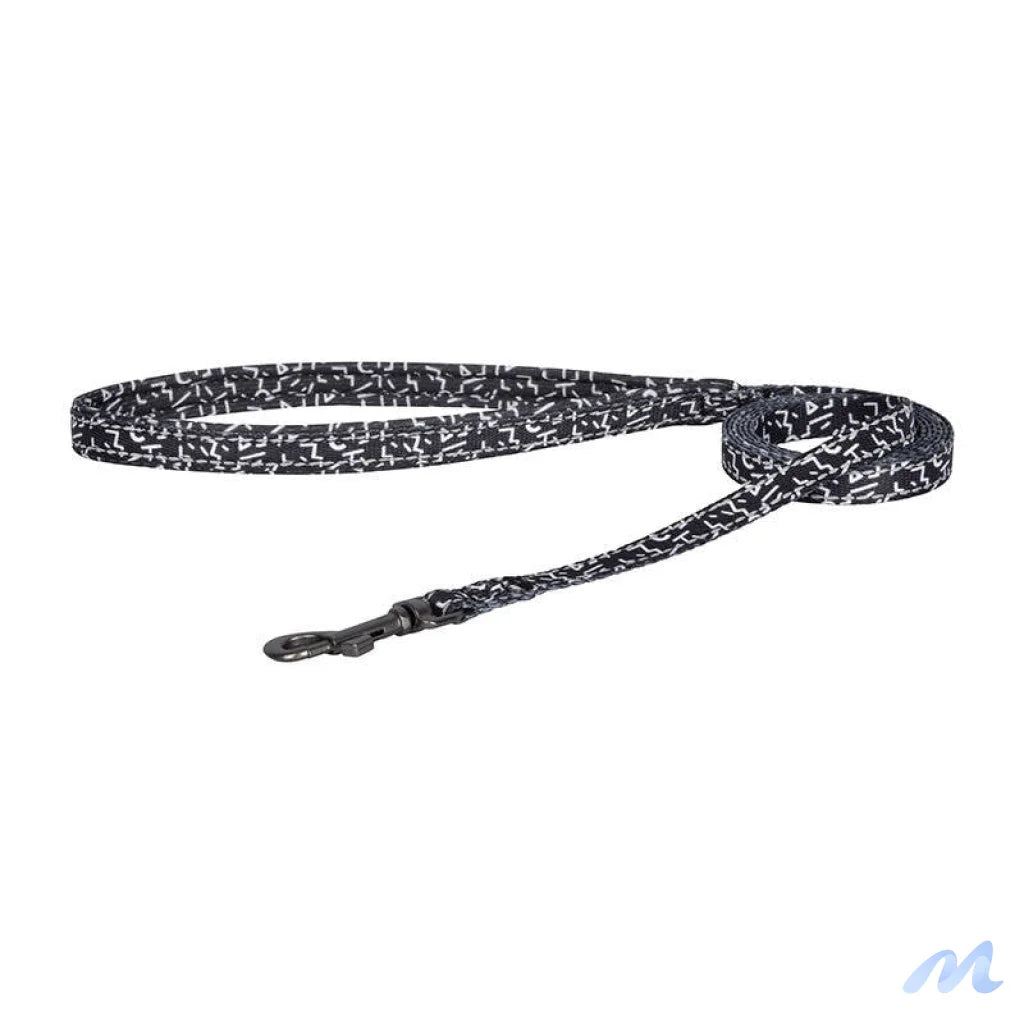 Dogness walking set leash 1,5m+harness for dog (black and white)