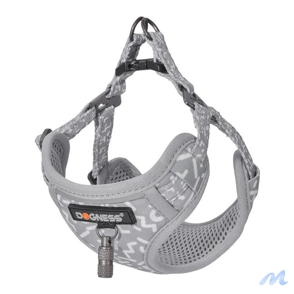 Dogness walking set leash 1,5m+harness for dog (light gray)