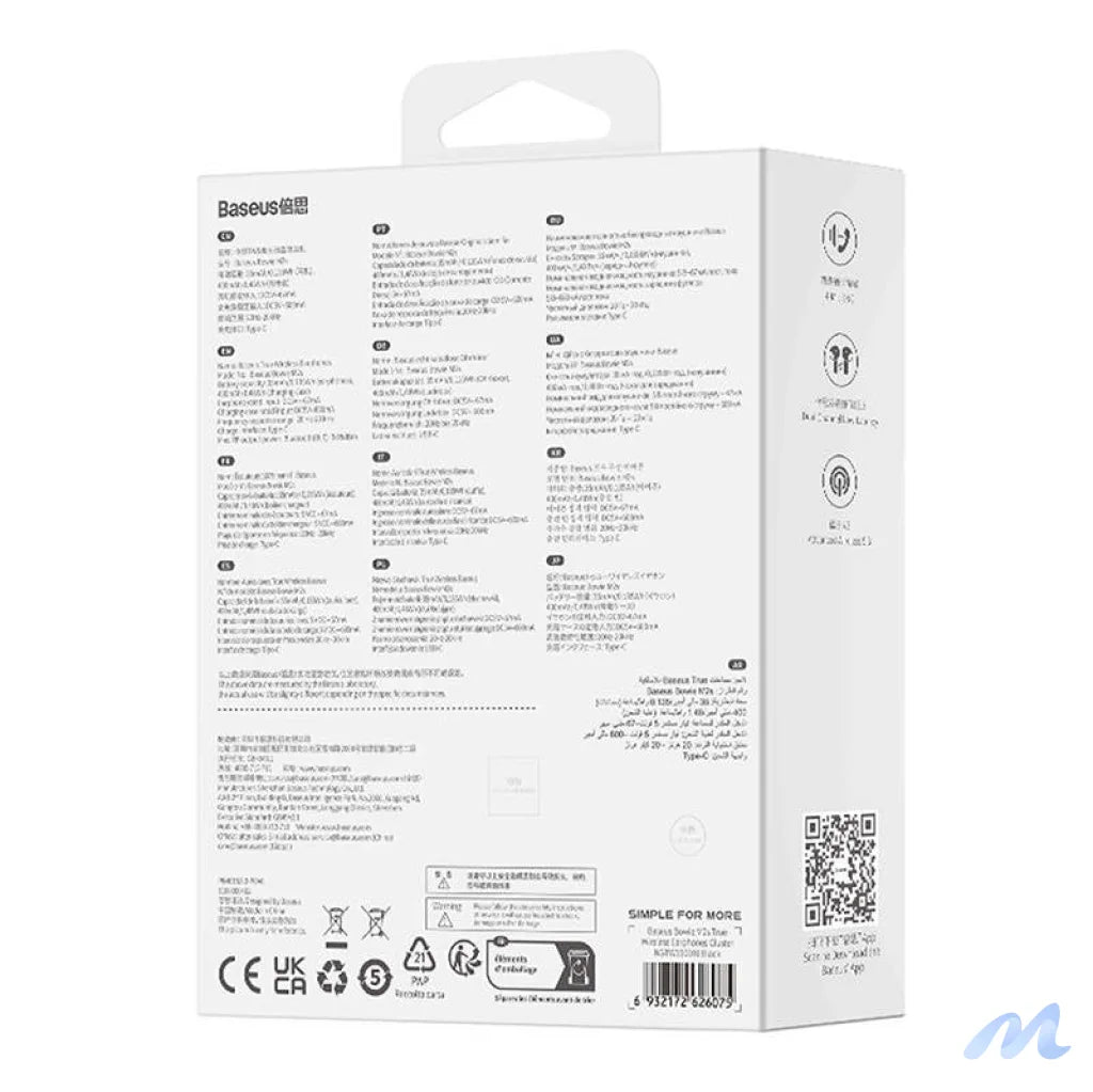 Earphones TWS Baseus Bowie M2s (black)