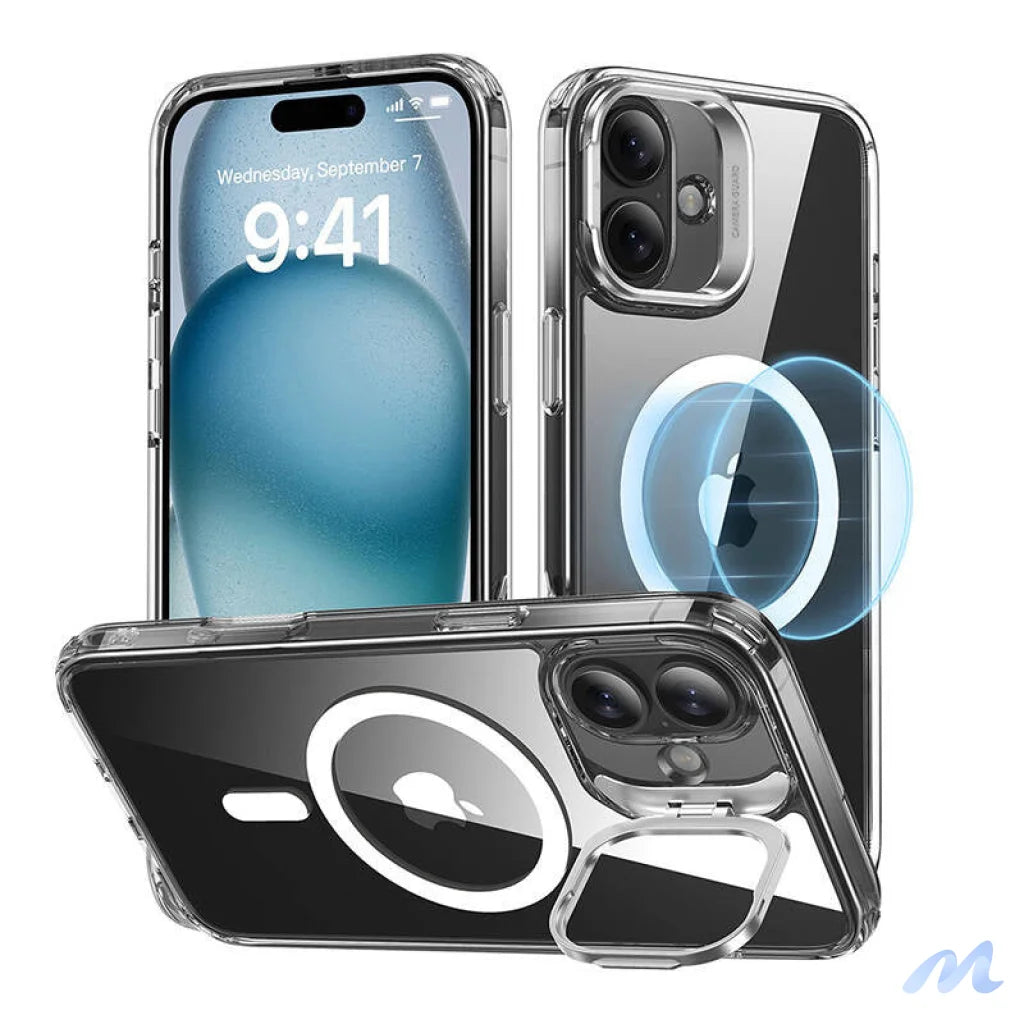ESR Classic Hybrid (HaloLock) case with stand for iPhone 16 Plus (transparent)