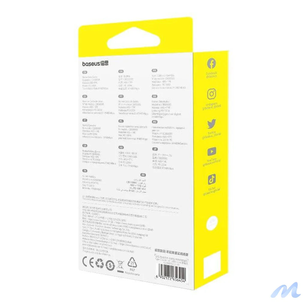 Fast Charging Cable 3in1 Baseus Free2Draw USB-C to USB-C/Lightning/Micro 100W, 1,1m (black)