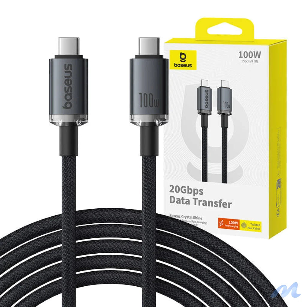 Fast Charging Cable Baseus Crystal Shine USB-C to USB-C 100W, 1,5m, 20Gb (black)