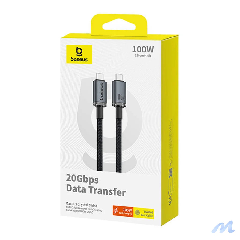 Fast Charging Cable Baseus Crystal Shine USB-C to USB-C 100W, 1,5m, 20Gb (black)