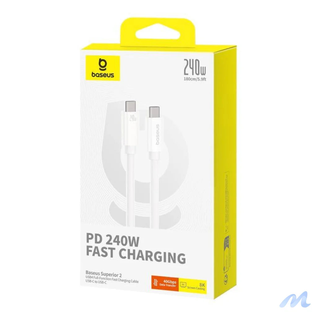 fast Charging Cable Baseus Superior 2 USB-C to USB-C 240W, 1,8m (white)