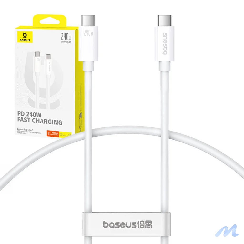 fast Charging Cable Baseus Superior 2 USB-C to USB-C 240W, 1,8m (white)