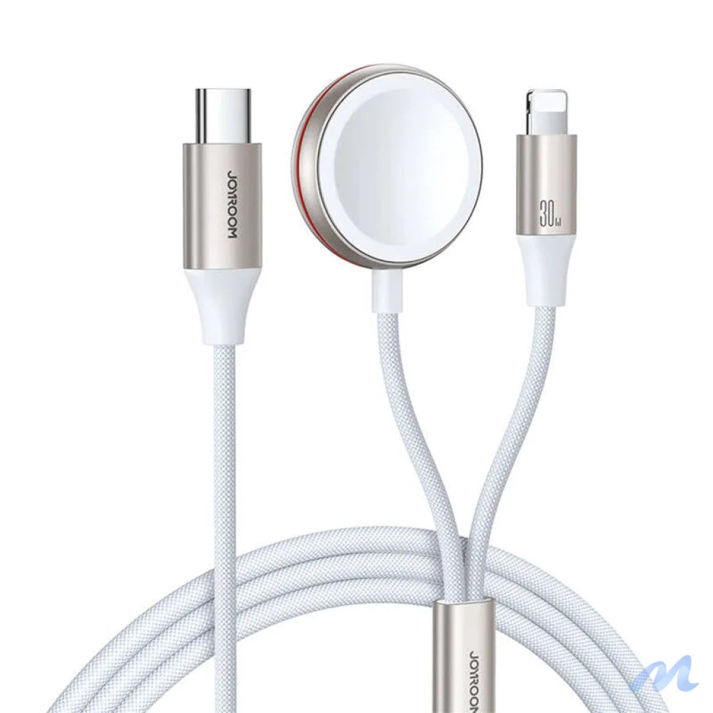 Fast Charging Magnetic Charger 2-in-1 Joyroom S-IW012 30W 1.5m (White)