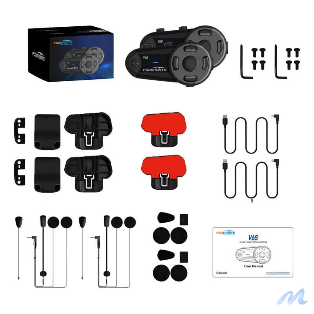 Fodsports V6S motorcycle intercom two-pack