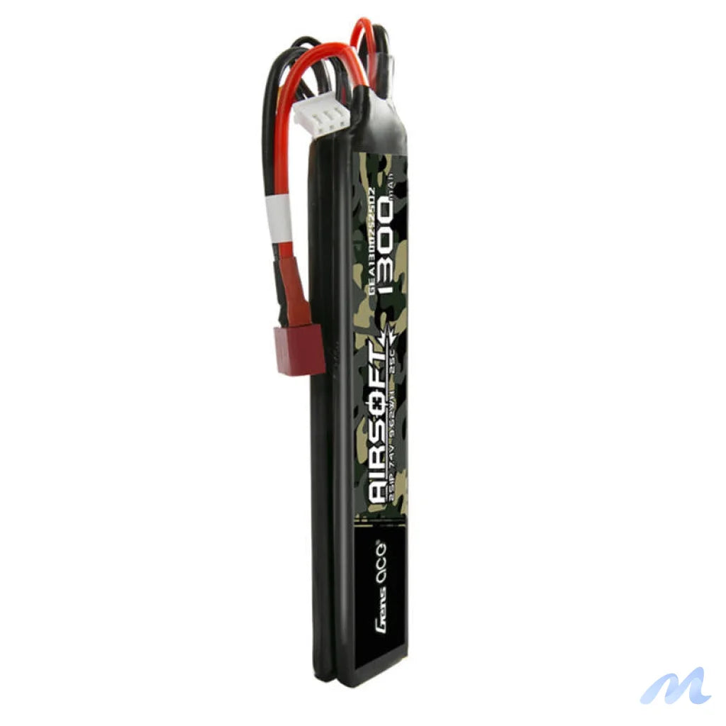 Gens ace 25C 1300mAh 2S1P 7.4V Saddle Airsoft Gun Lipo Battery with T Plug