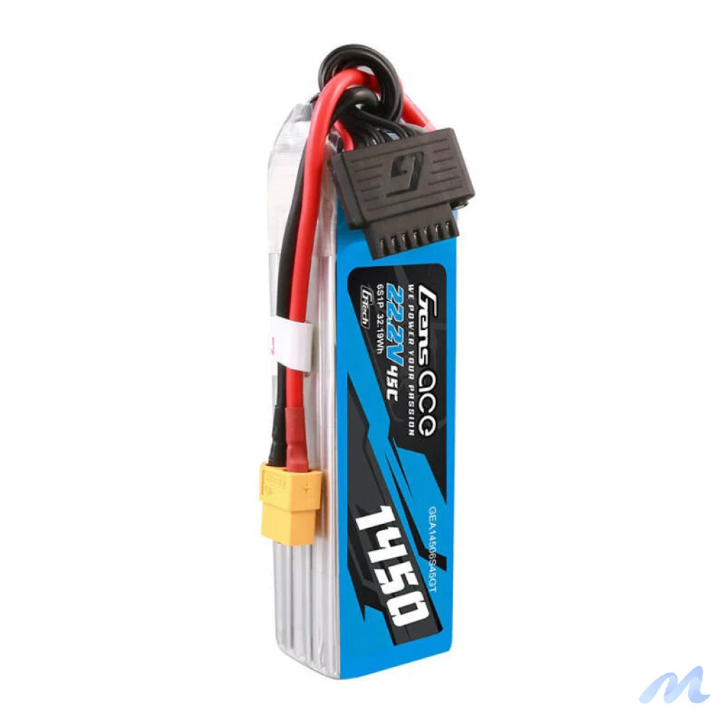 Gens Ace G-Tech 1450mAh 22.2V 45C 6S1P Lipo Battery Pack with XT60 Plug