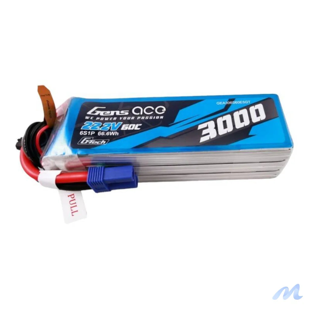 Gens ace G-Tech 3000mAh 22.2V 60C 6S1P Lipo Battery Pack with EC5 plug