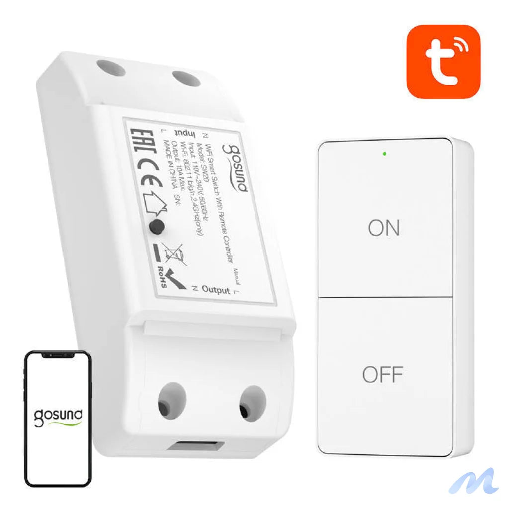 Gosund SW20 10A WiFi Smart Switch + Remote Control, Tuya
