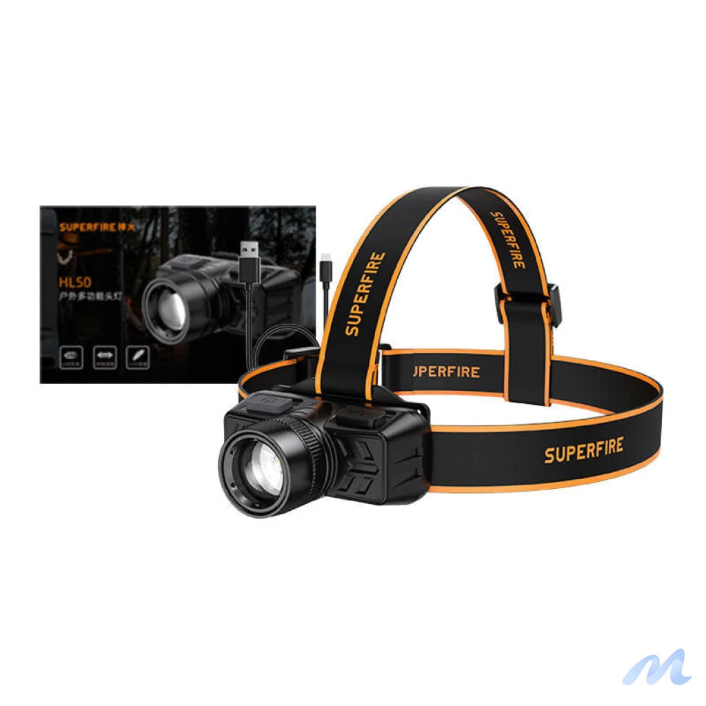 Head flashlight Superfire HL50, 150lm, USB