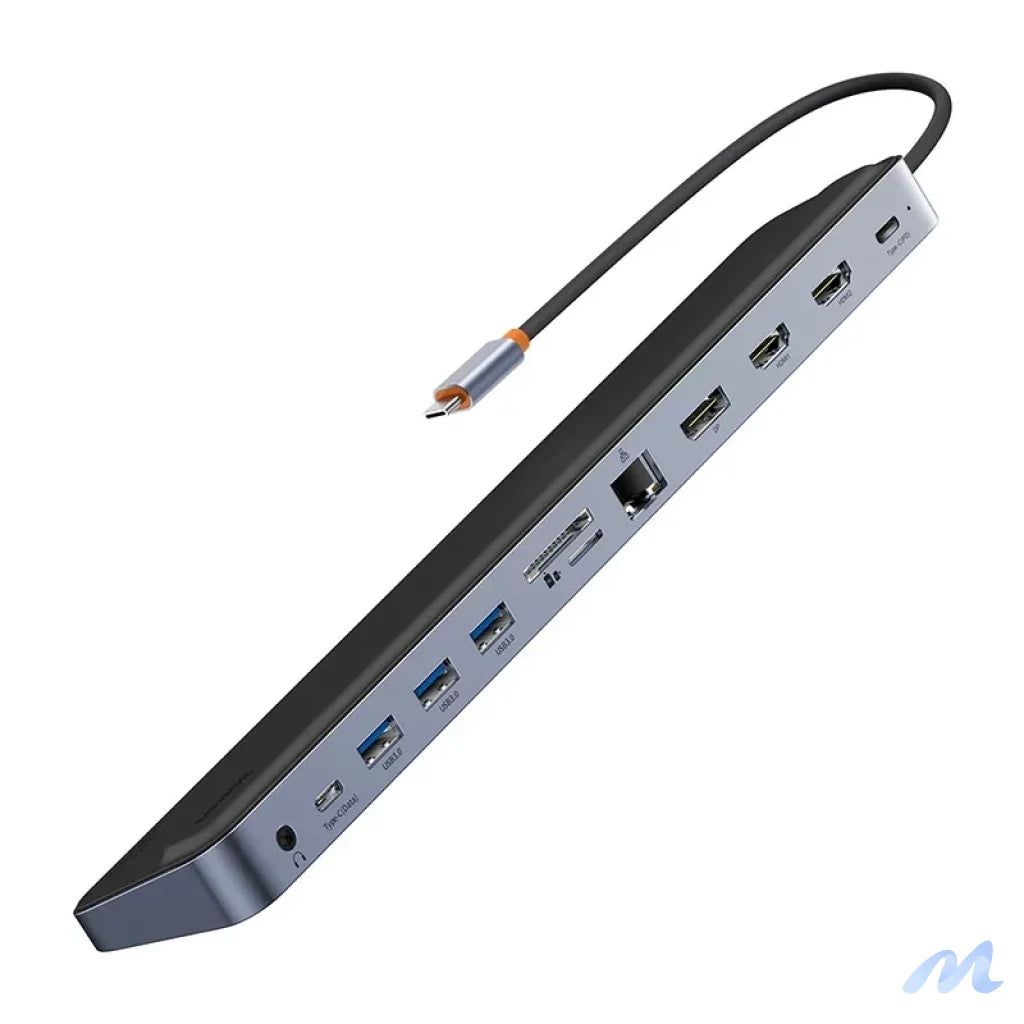 Hub 12w1 Baseus EliteJoy Gen2 series USB-C do 2xHDMI+ 3xUSB 3.0+ PD+ DP+ SD/TF+ RJ45+Type-C+ 3.5mm (dark grey)