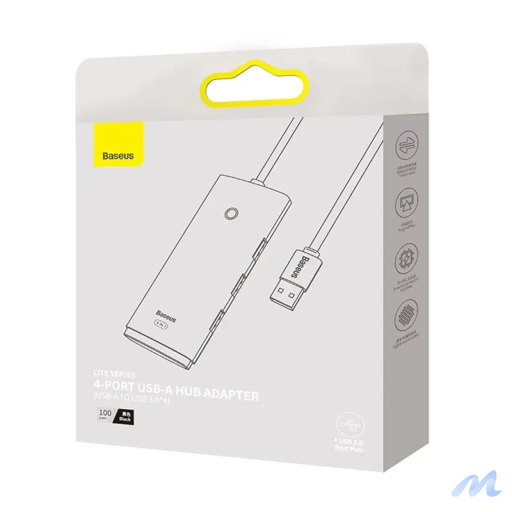 Hub 4in1 Baseus Lite Series USB to 4x USB 3.0, 1m (Black)