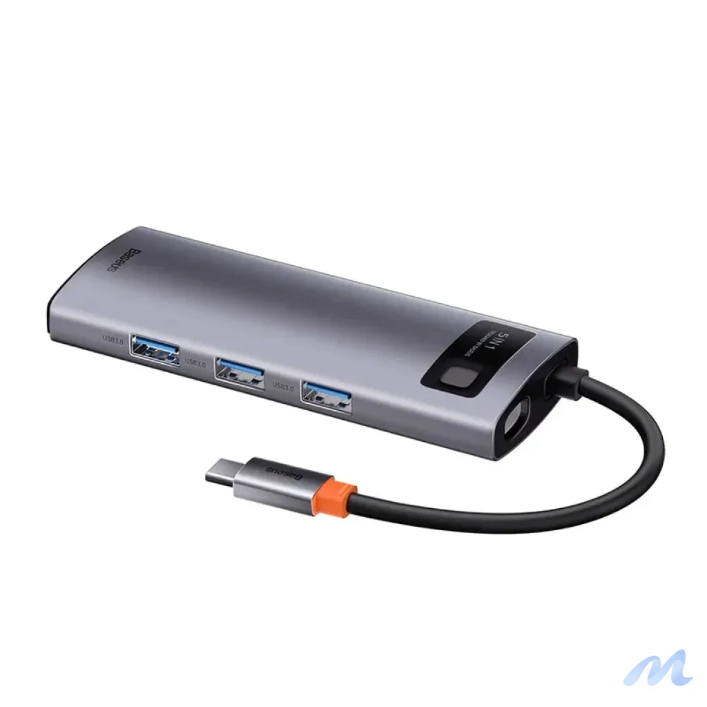Hub 5in1 Baseus Metal Gleam Series, USB-C to 3x USB 3.0 + HDMI + USB-C PD