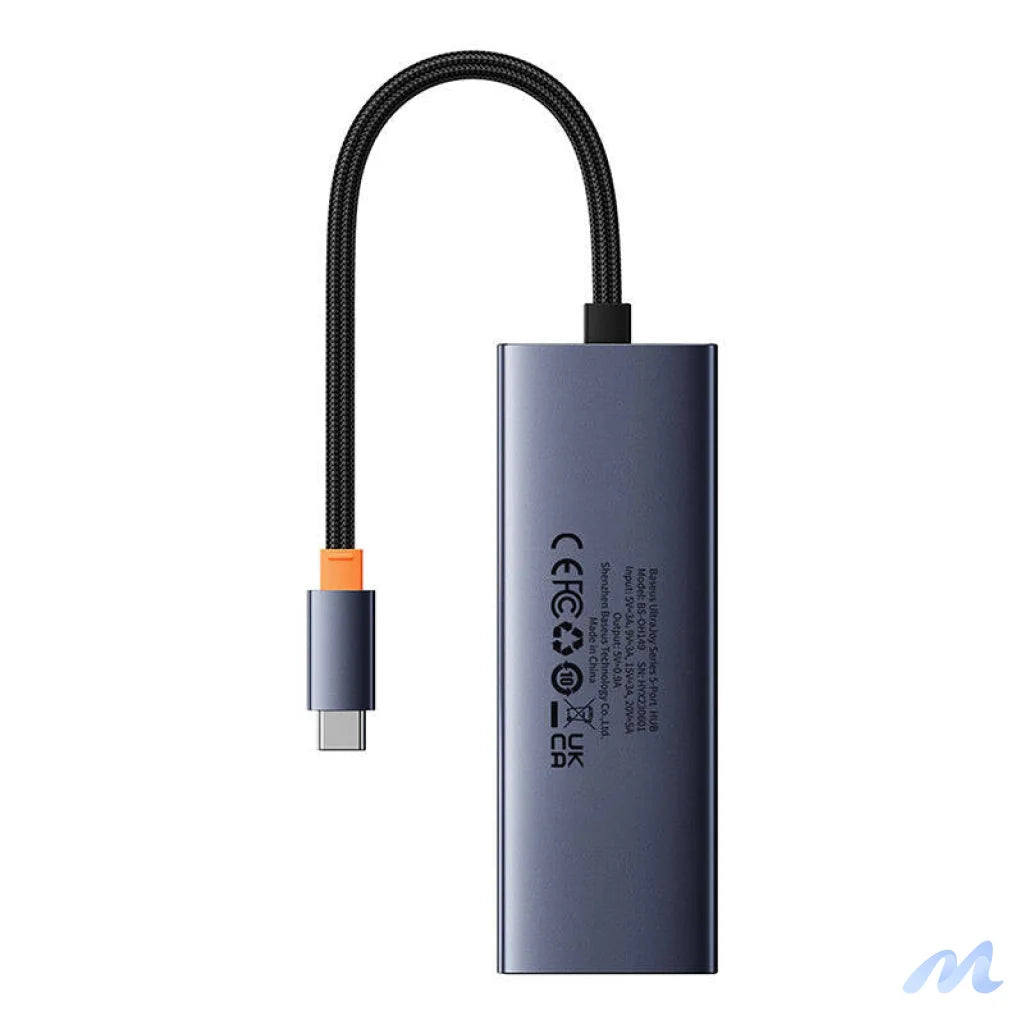 Hub 5in1 Baseus UltraJoy 5-Port (4xUSB 3.0,  PD) grey