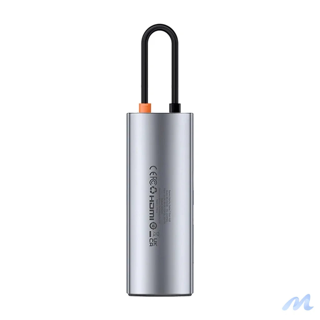 Hub 7in1 Baseus Gleam, USB-C to 1x HDMI4K 60Hz + 3x USB3.0 + 1x PD + 1x SD/TF (grey)