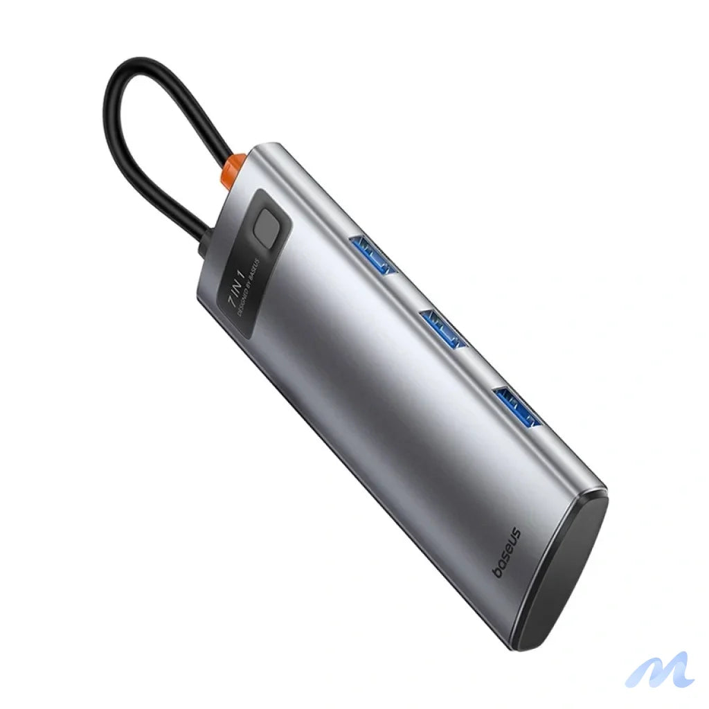 Hub 7in1 Baseus Gleam, USB-C to 1x HDMI4K 60Hz + 3x USB3.0 + 1x PD + 1x SD/TF (grey)