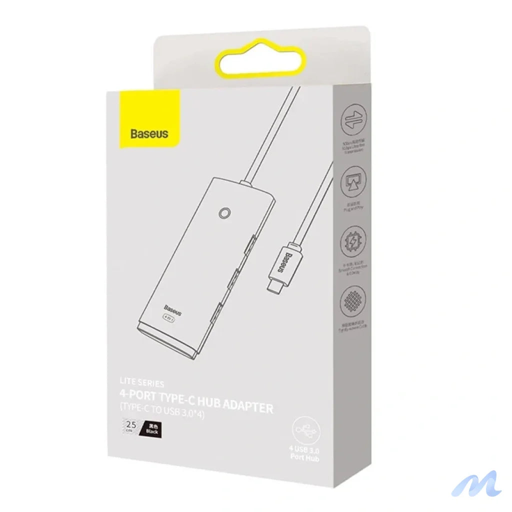 HUB  Adapter 4-Port USB-C Baseus OS-Lite 25cm (Black)