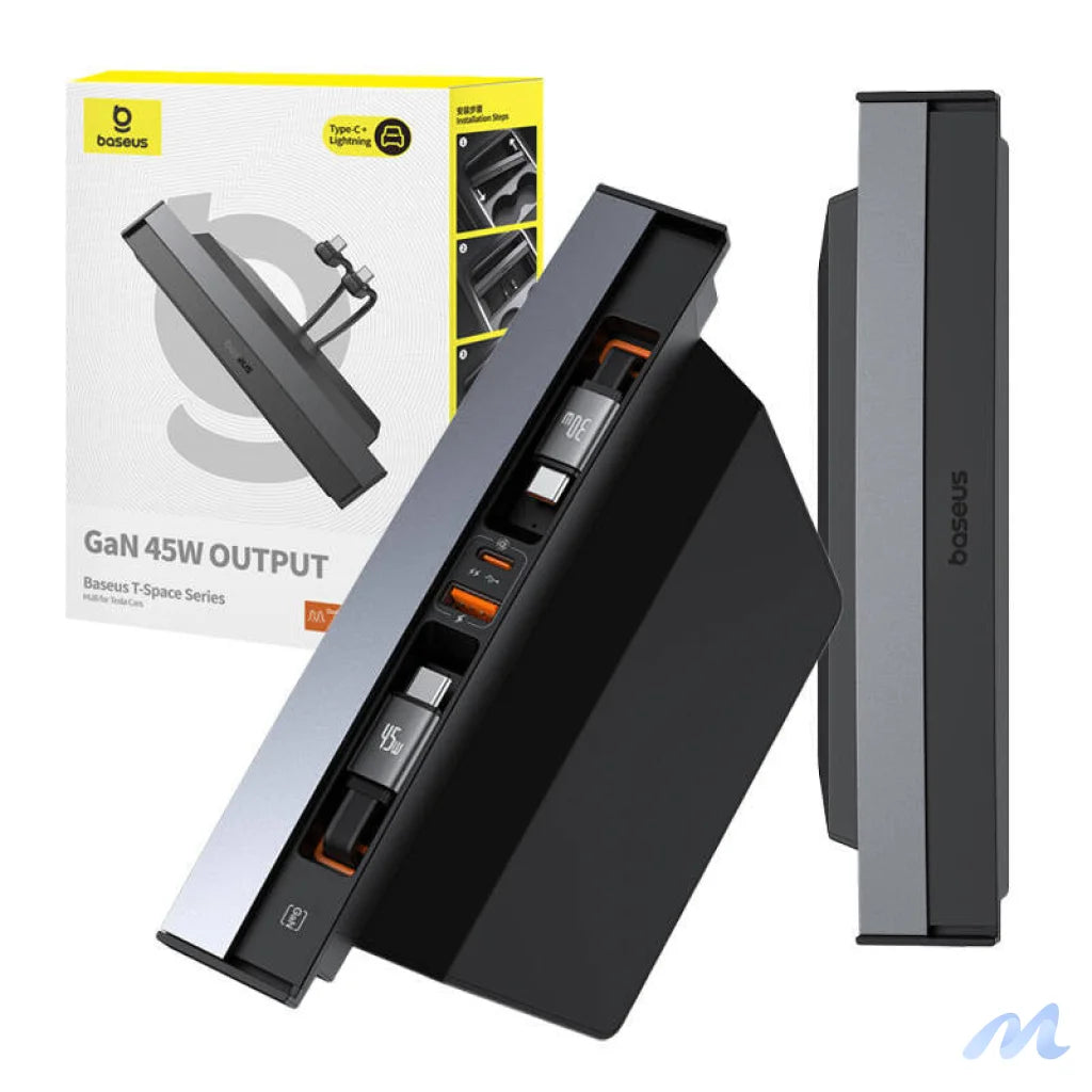 Hub Baseus T-Space with USB-C to USB-C cables for Tesla Cars (black)